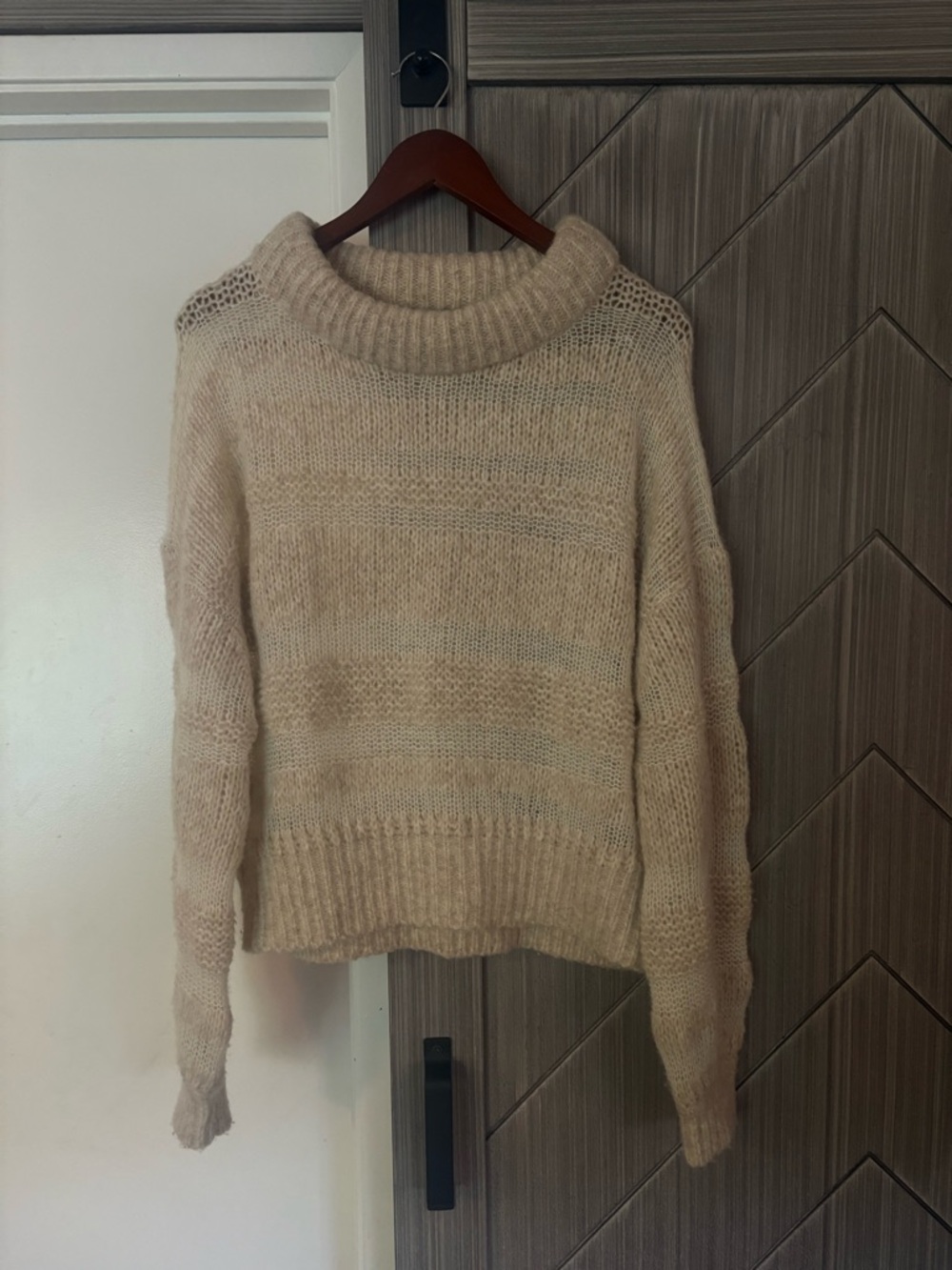 Everlane The Puff Sweater Heathered Oat Wool Cotton Blend Size Medium - Picture 4 of 13